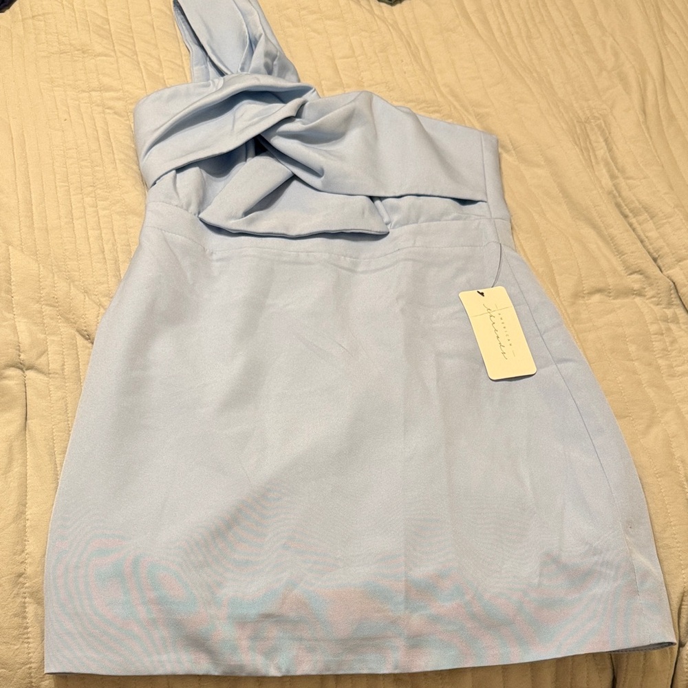 American Threads Light Blue One Shoulder Dress